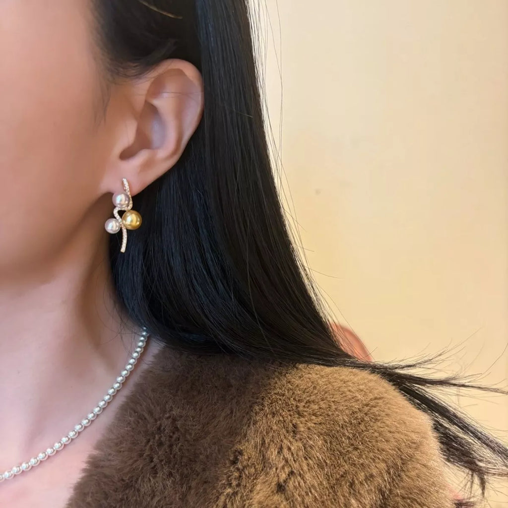 Pearl & Zircon Dangle Earrings