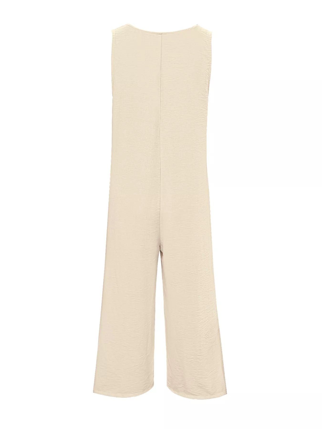 Sleeveless Button Front Wide Leg Jumpsuit