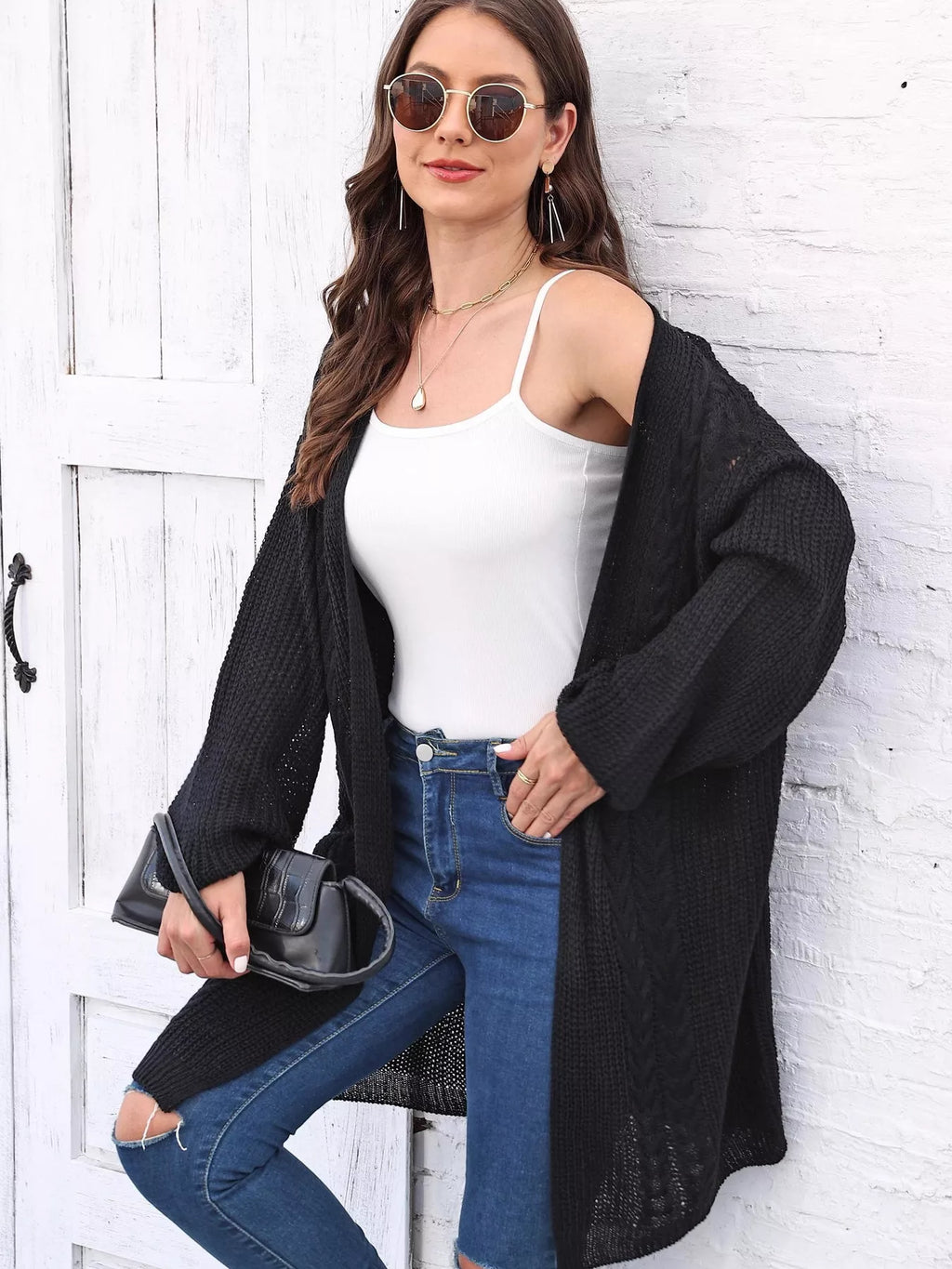 Open Front Long Sleeve Cardigan