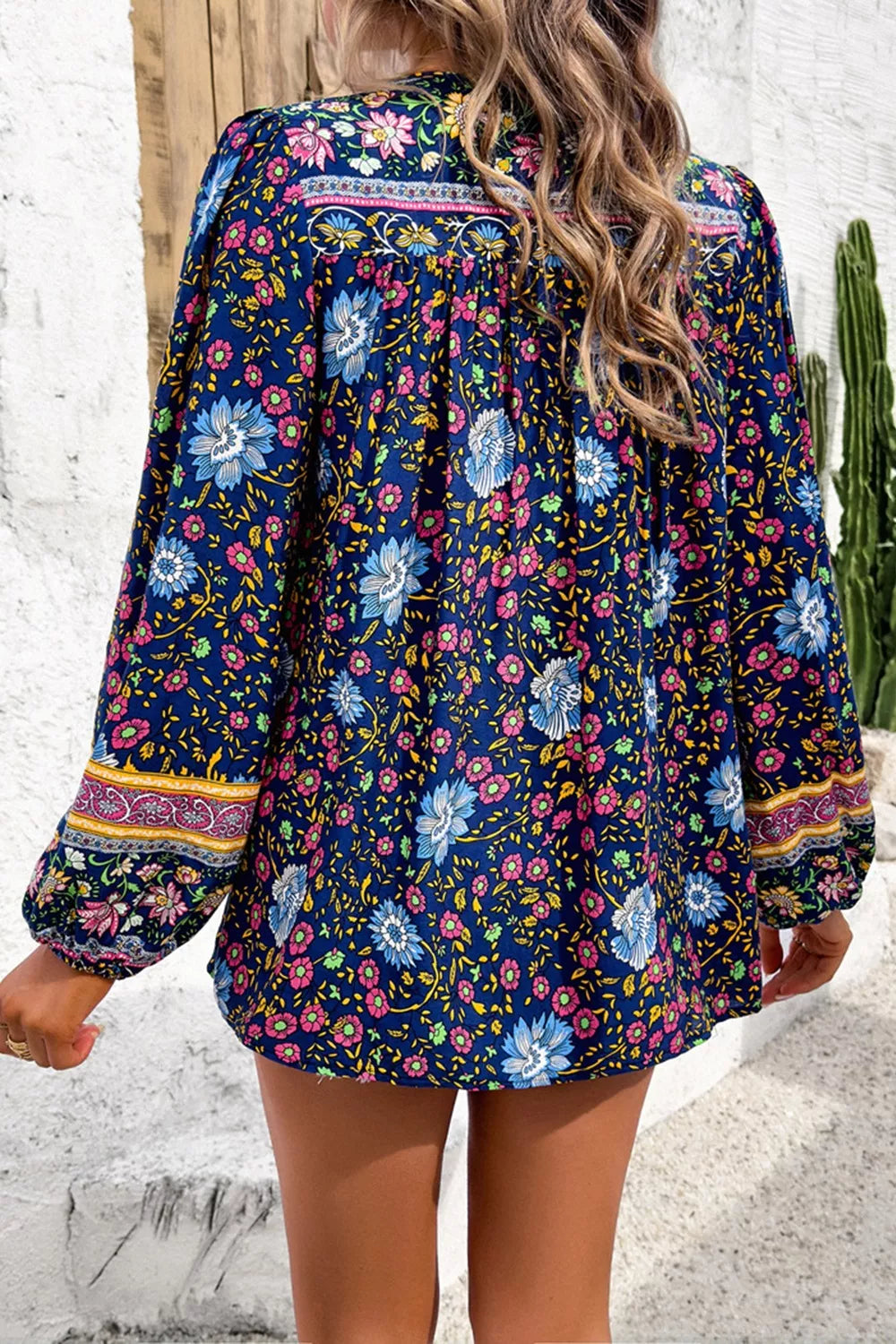 Floral Print Tie Neck Blouse