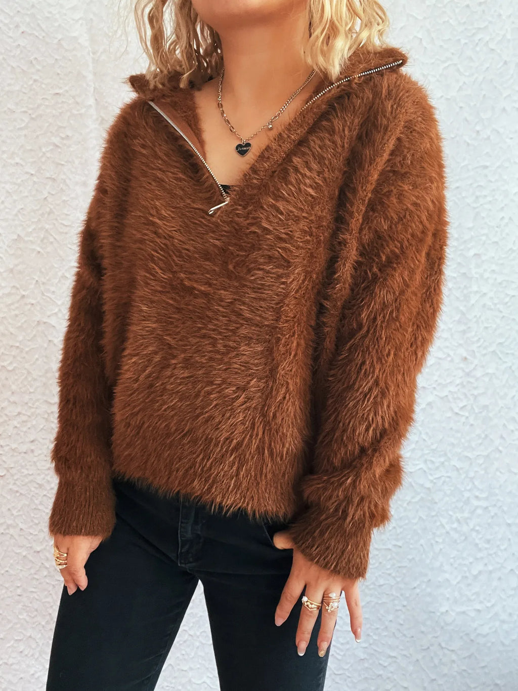 Cozy Fuzzy Half-Zip Sweater
