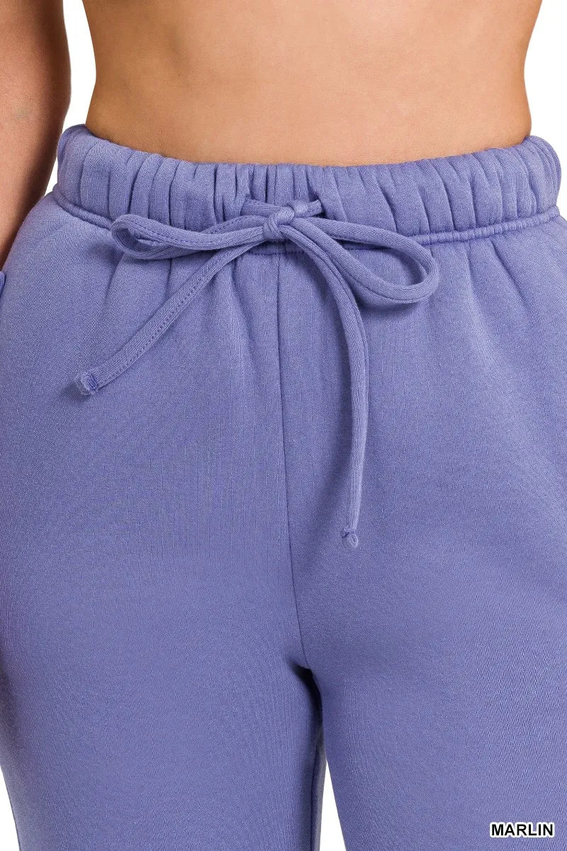 Zenana Fleece Drawstring Joggers With Pocket