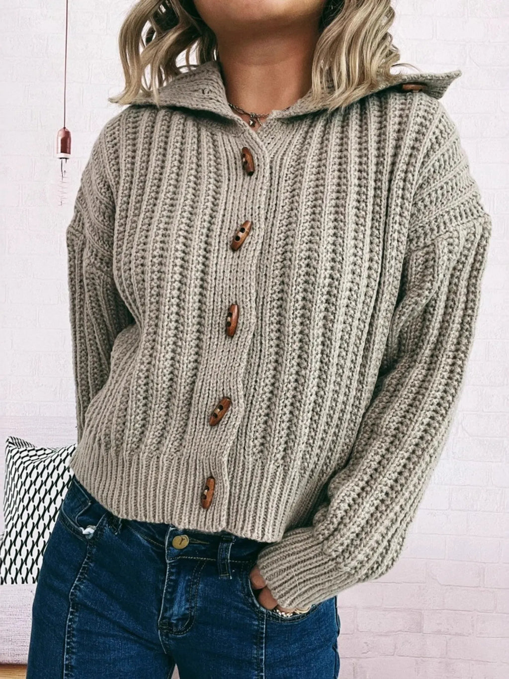Button Up Long Sleeve Cardigan