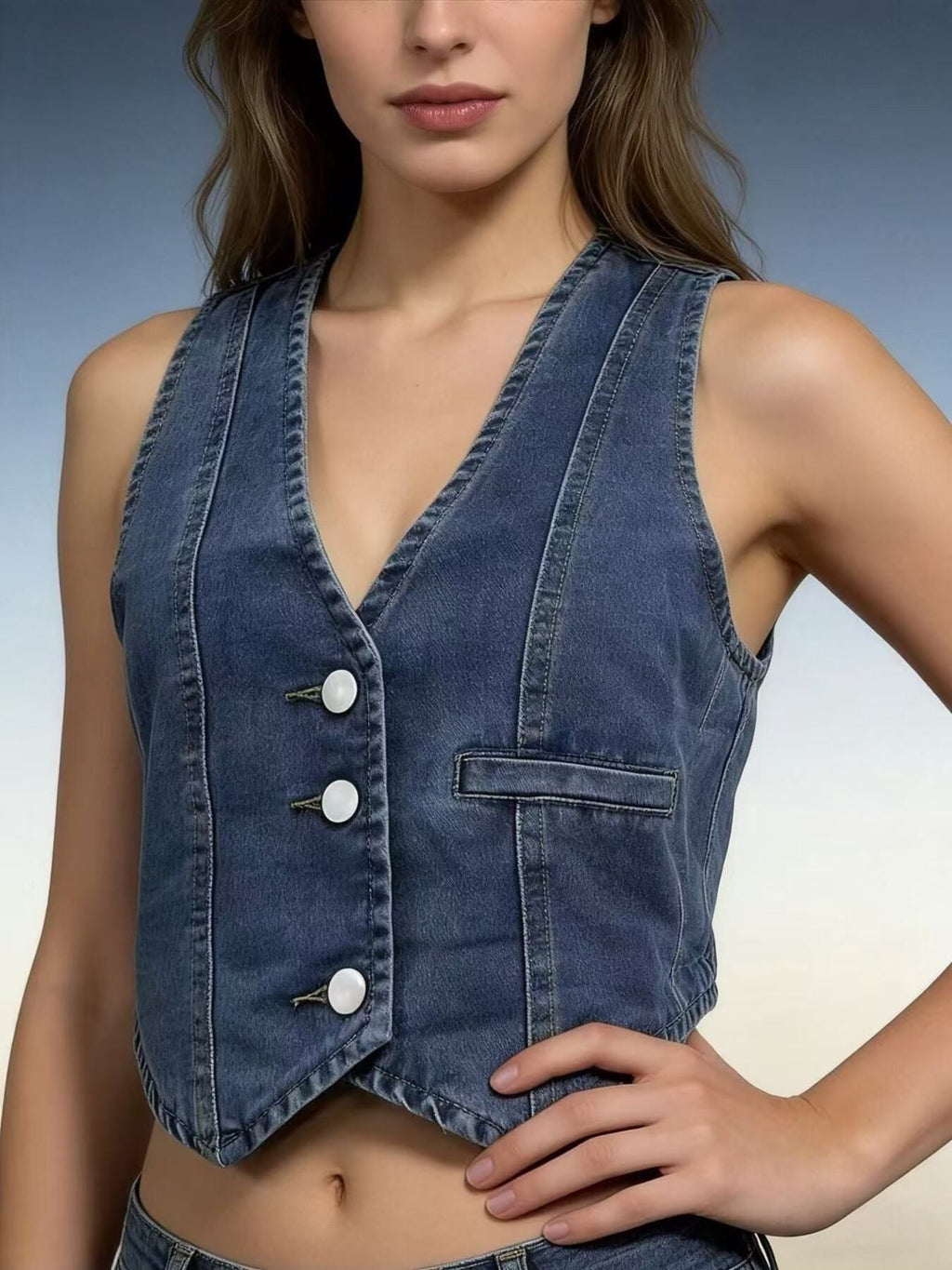 Button-Down Denim Vest