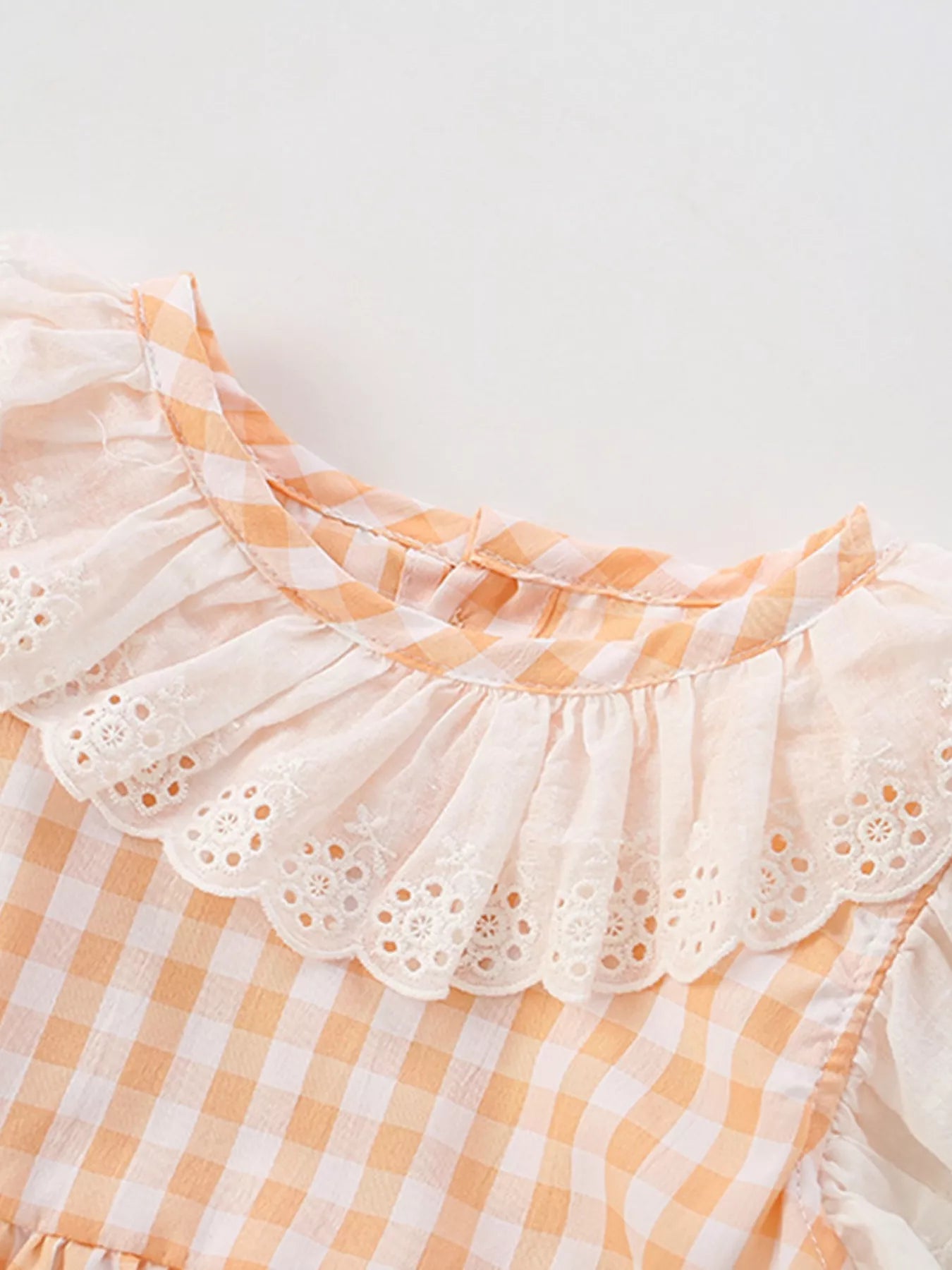 Children's Gingham Ruffle Collar Sleeveless Dress