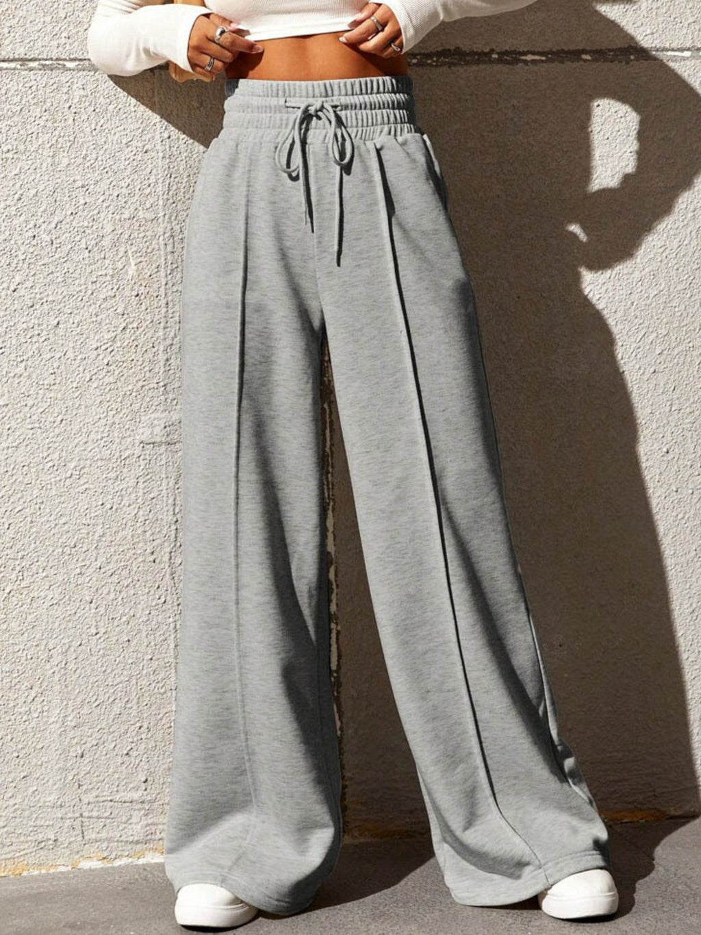 Wide Leg Drawstring Waist Pants