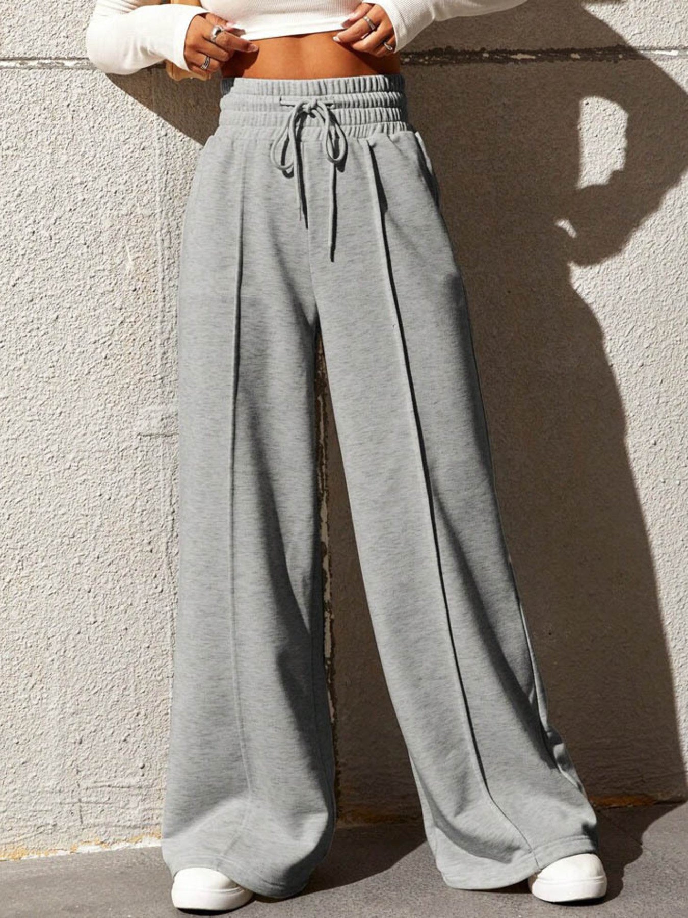 Wide Leg Drawstring Waist Pants