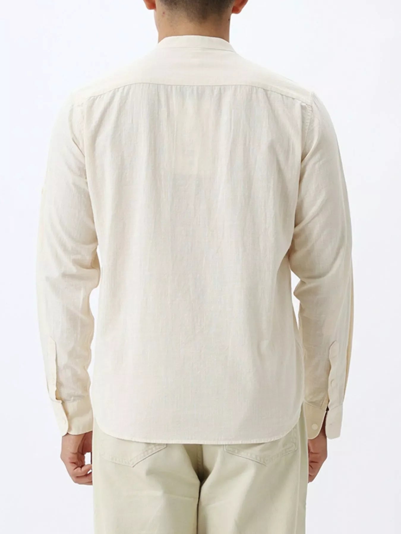 Men's Casual Mandarin Collar Long Sleeve Shirt