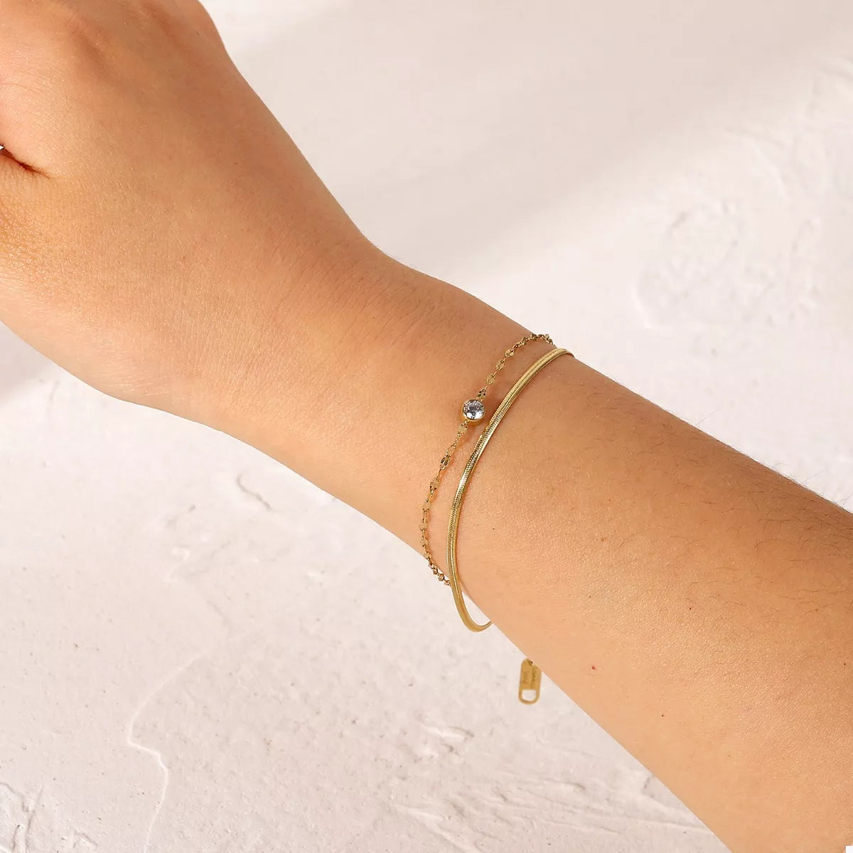 18K Gold-Plated Zircon Double Layered Bracelet