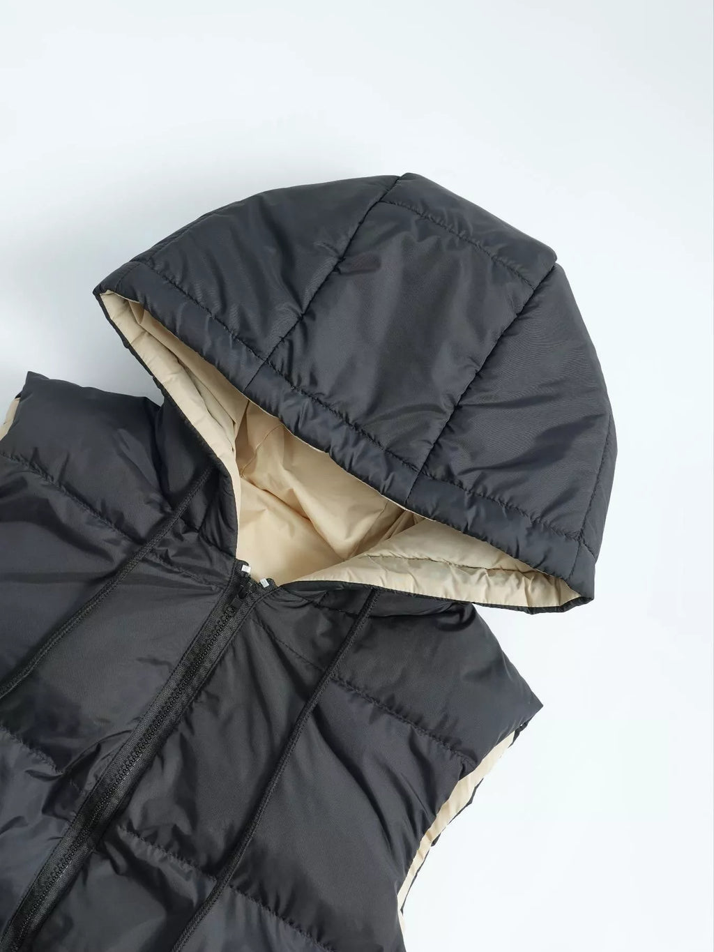 Longline Padded Hooded Vest Coat