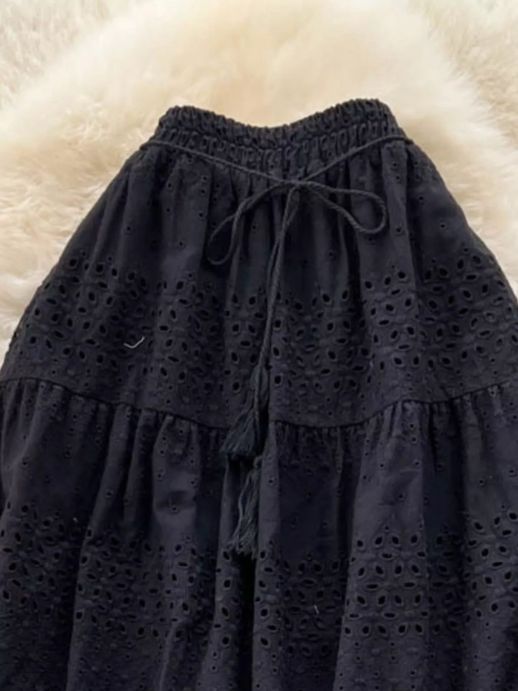 Eyelet Tiered Maxi Skirt