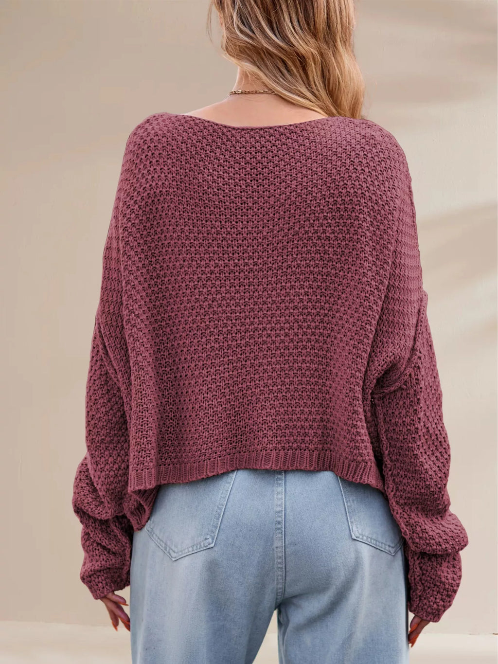 Textured Knit Round Neck Sweater