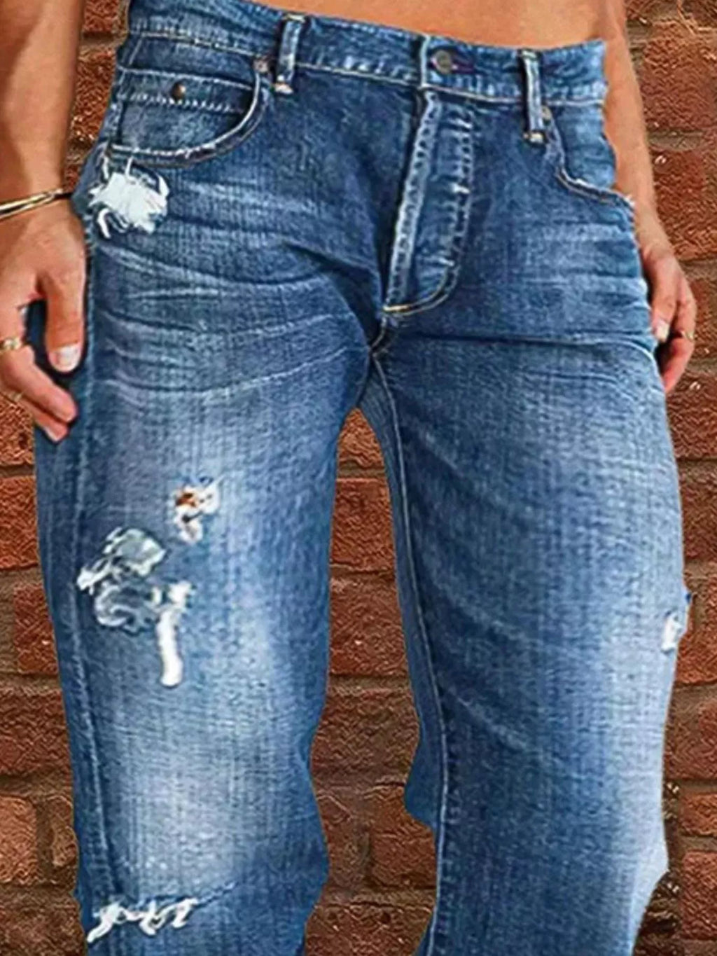 Full Size Distressed Raw Hem Jeans Plus Size
