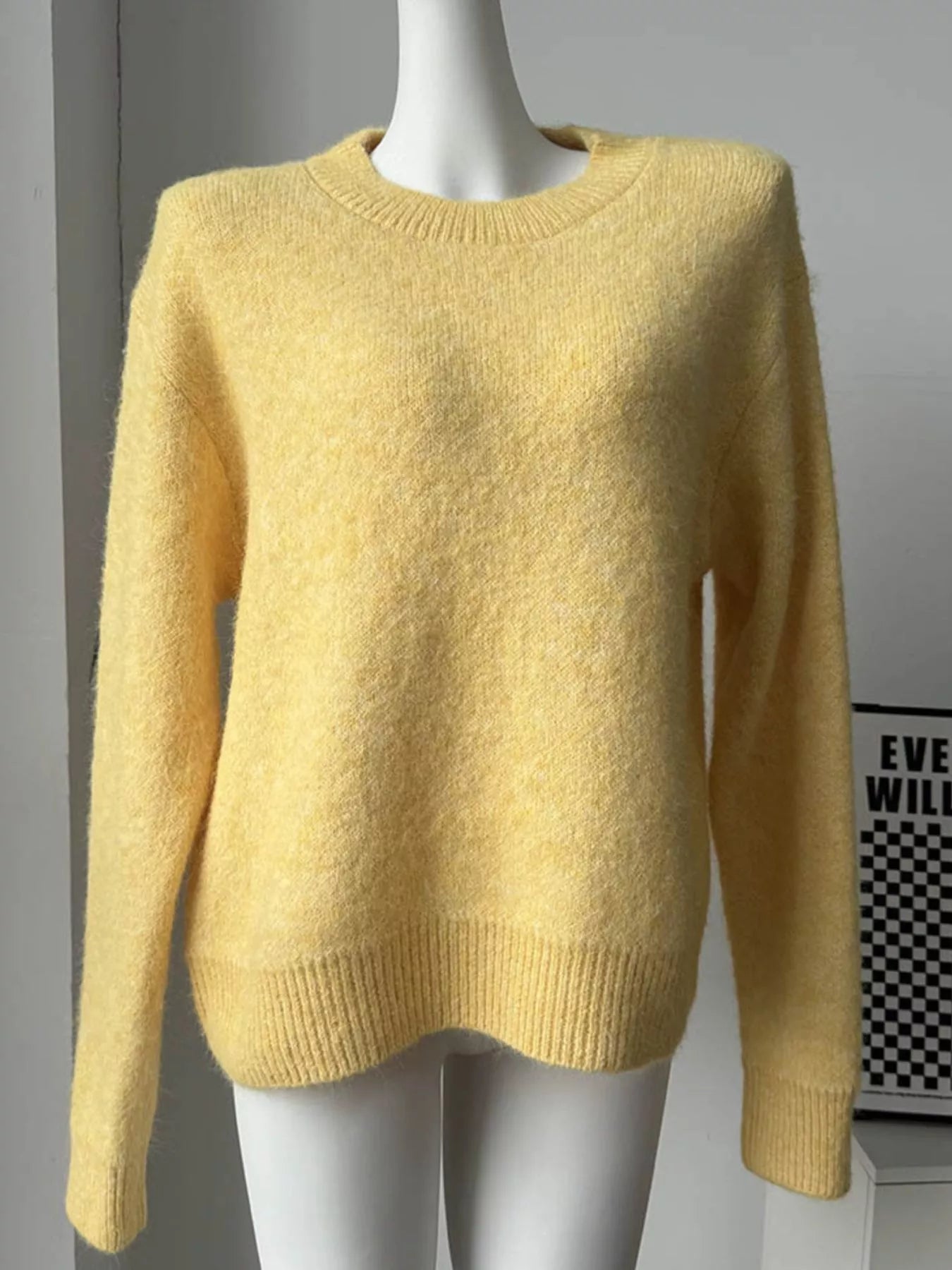Round Neck Dropped Shoulder Sweater