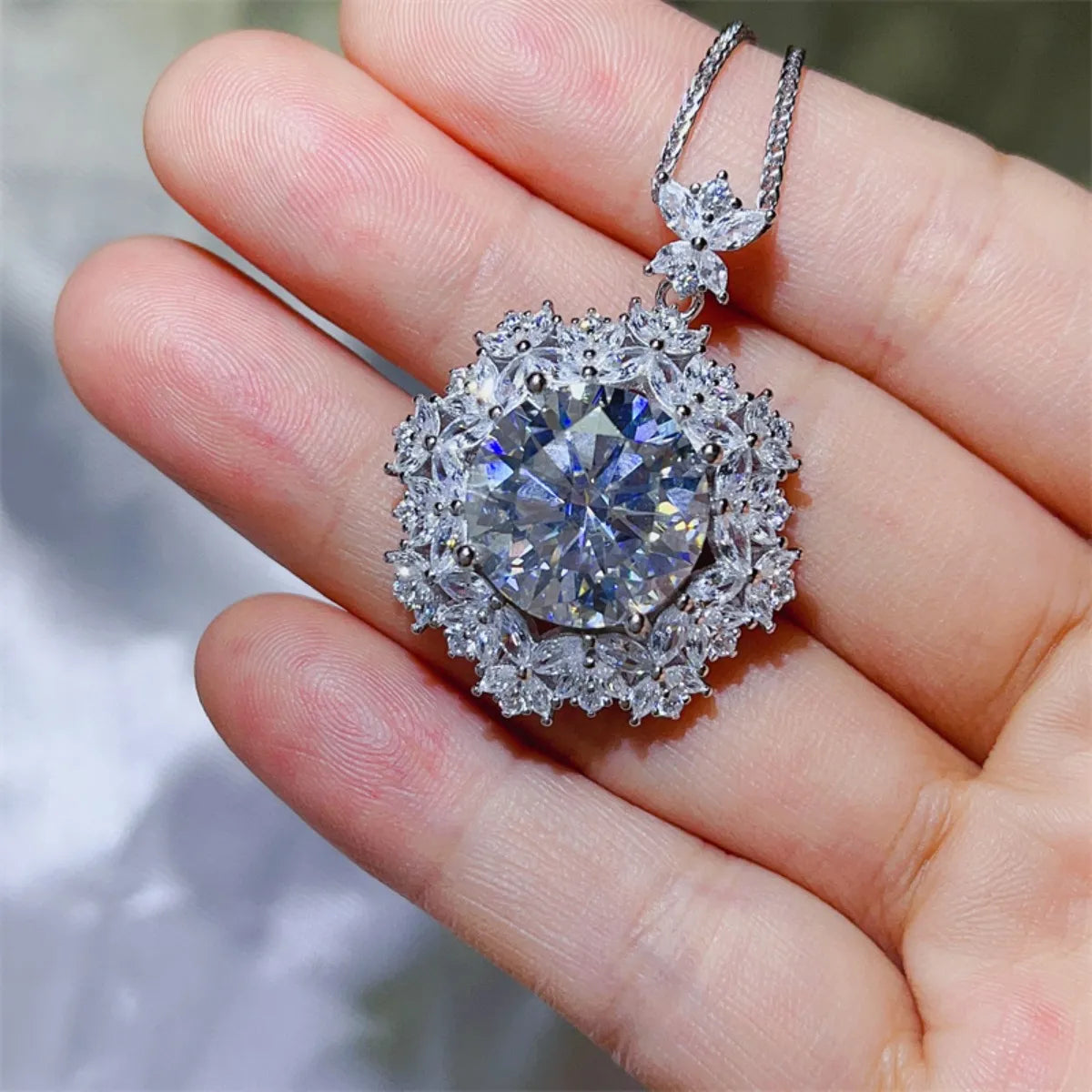 10 Carat Moissanite 925 Sterling Silver Necklace