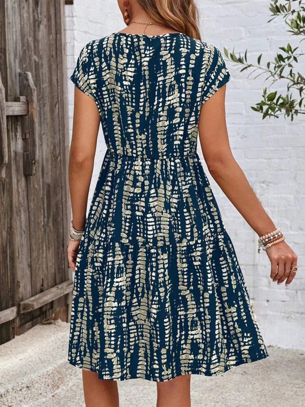 Plus Size Tie-Dye Ruffle Hem Casual Dress