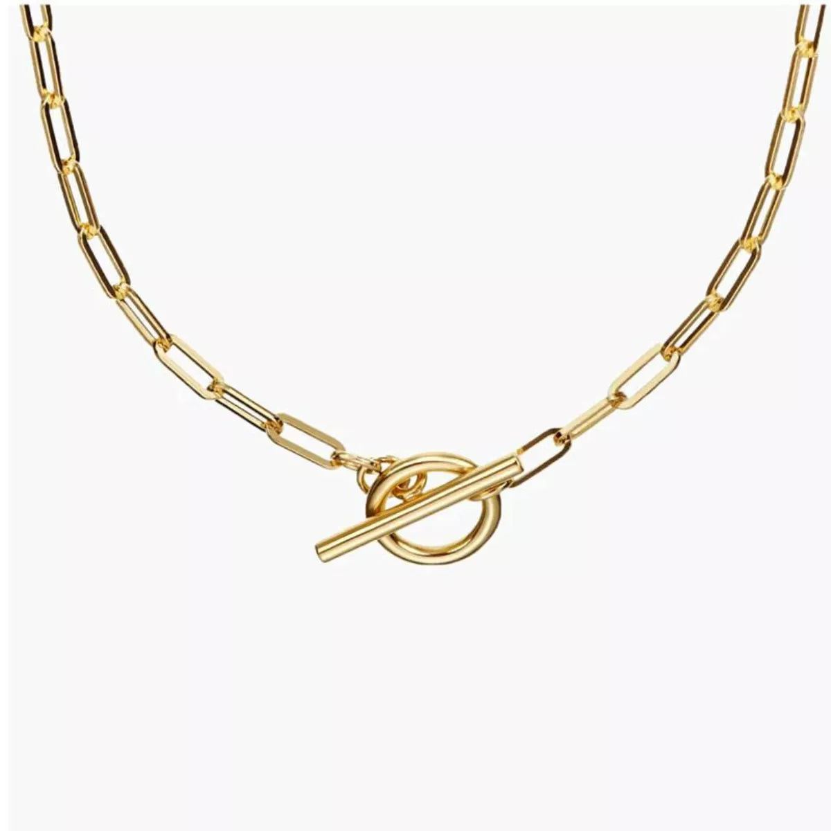 18K Gold-Plated Chain Link Toggle Clasp Necklace