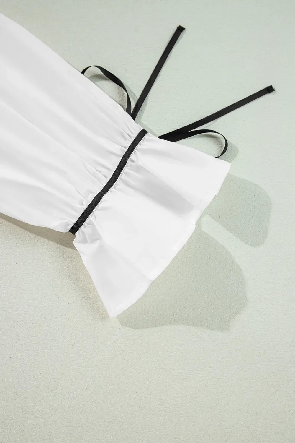 Ribbon Bowtie Collared Neck Flounce Sleeve Shirt