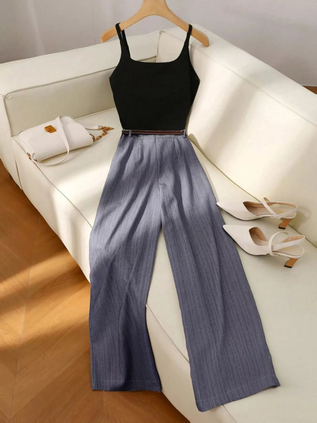 Sleeveless Top and Wide-Leg Pants Set
