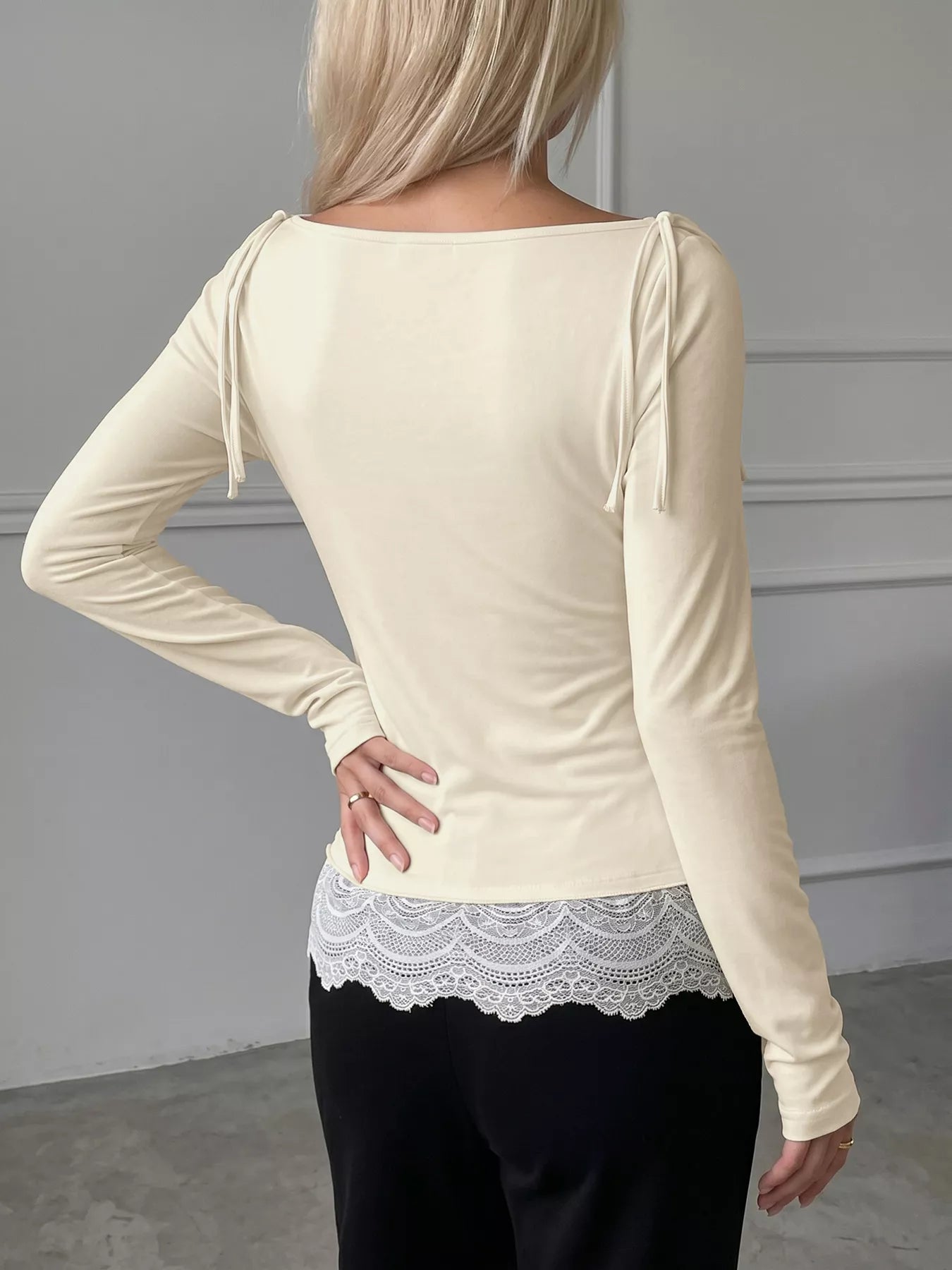 Lace Trim Long Sleeve T-Shirt