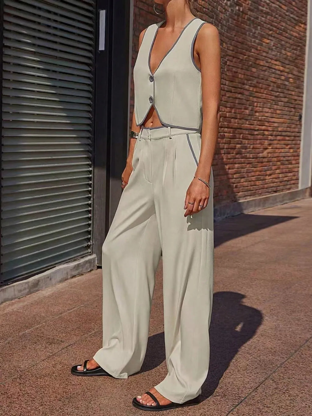 V-Neck Vest and Pants Set