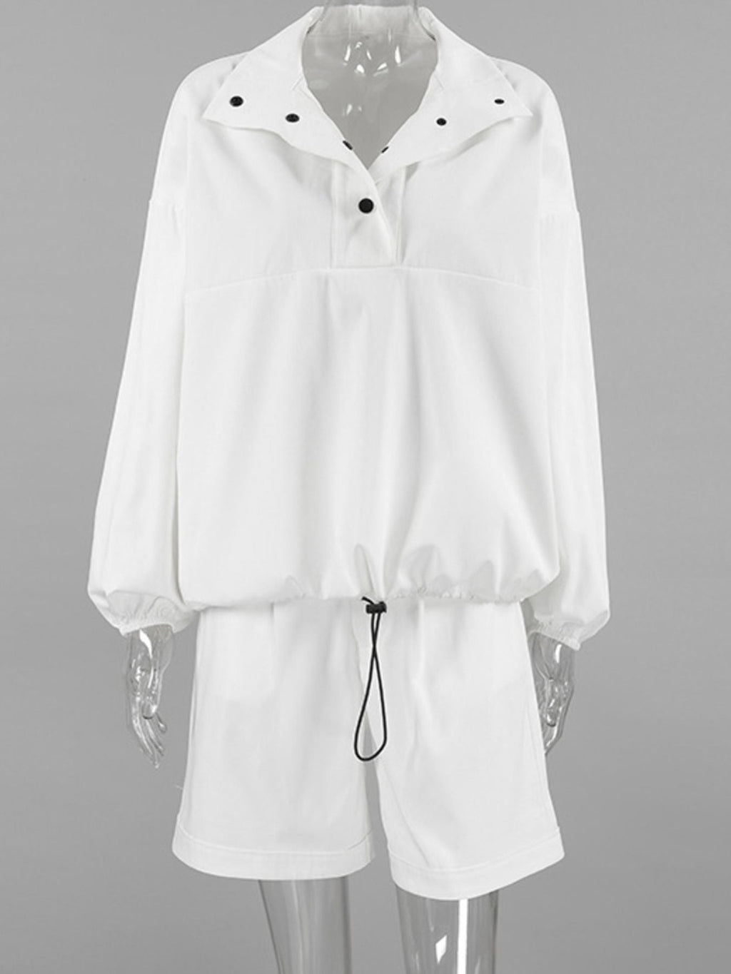 Snap Detail Long Sleeve Top and Shorts Set