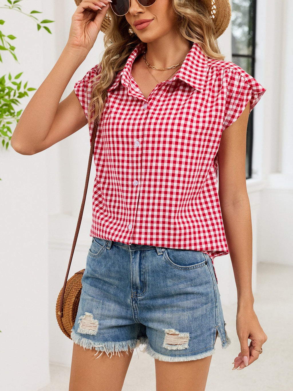 Gingham Button-Down Shirt