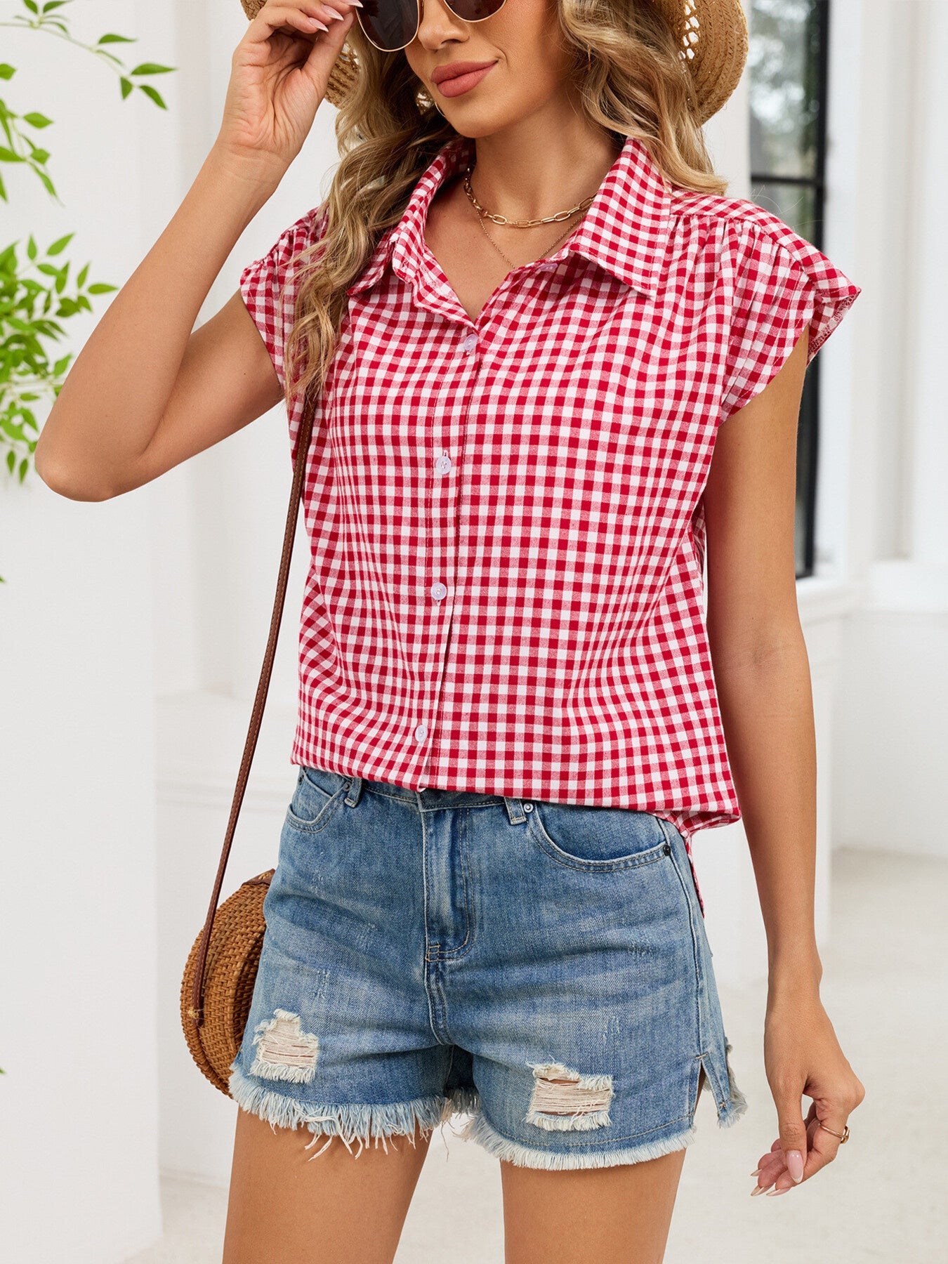 Gingham Button-Down Shirt