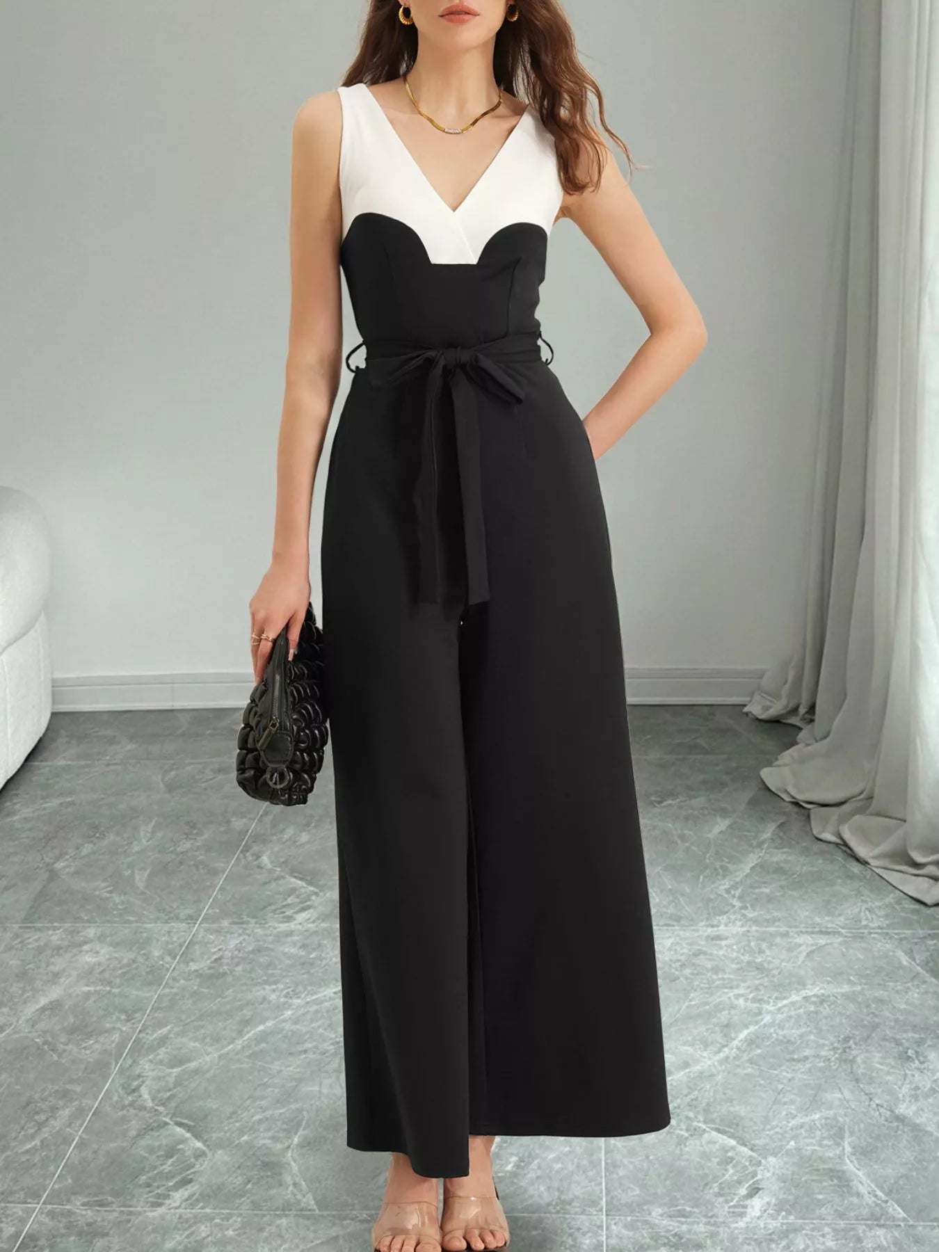 Color Block Wide Leg Jumpsuit