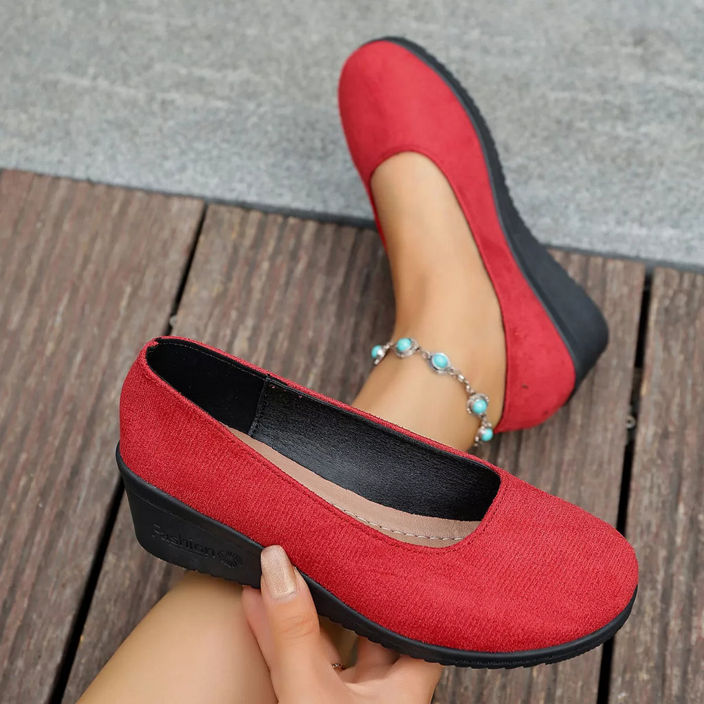 Round Toe Wedge Slip-Ons