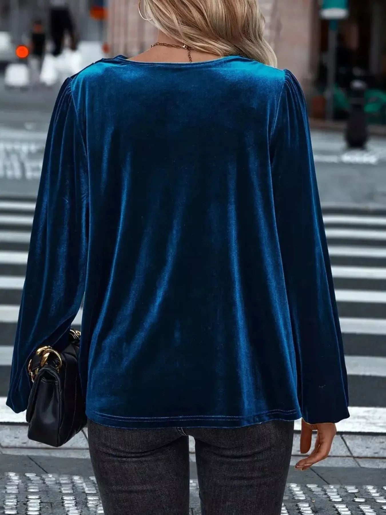 Full Size Velvet Cowl Neck Blouse Plus Size
