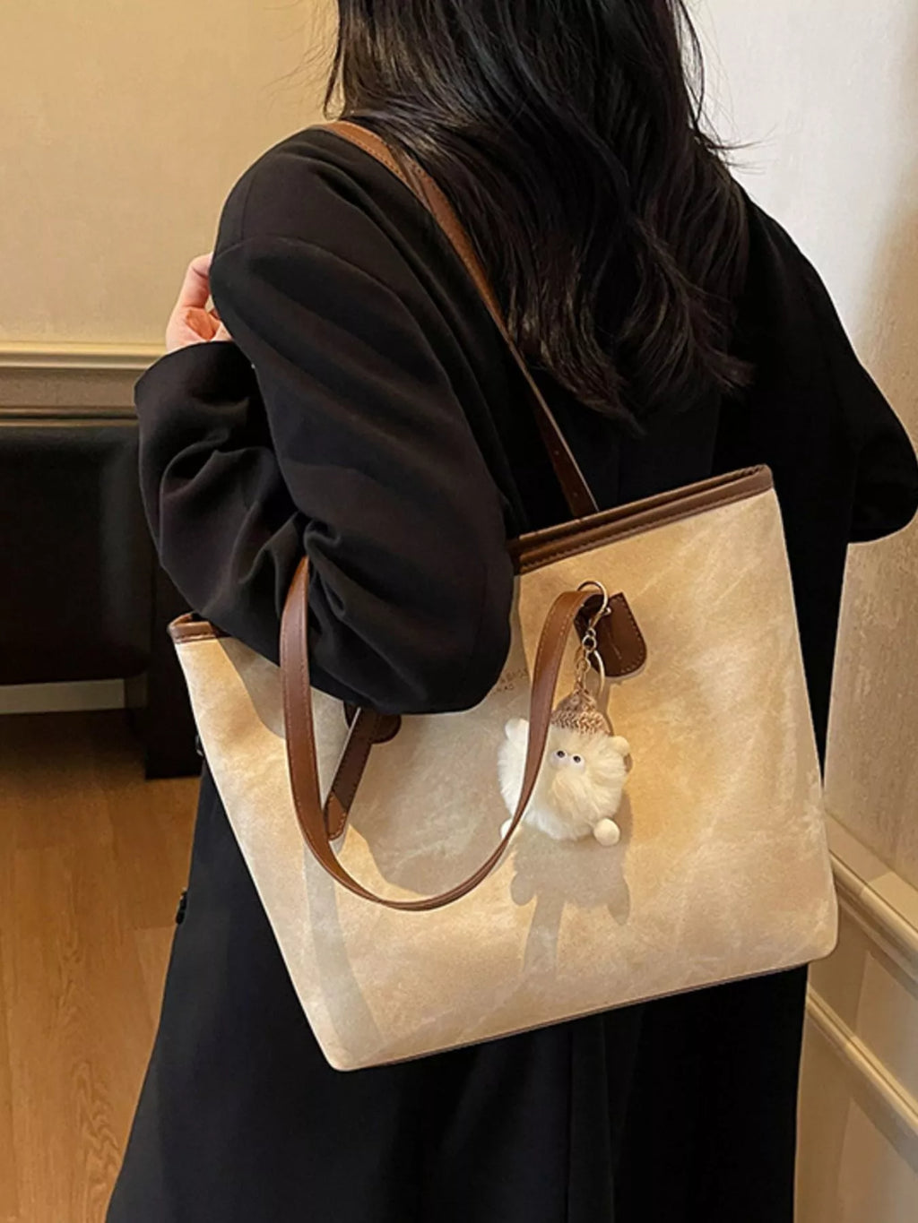 Shoulder Bag with Plush Charm