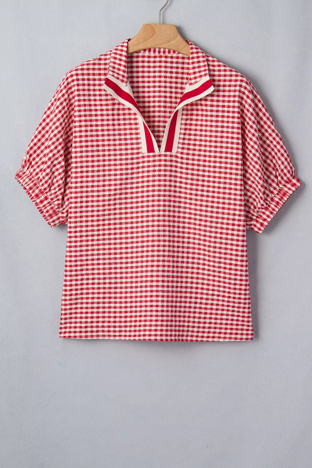 Gingham Half Sleeve Blouse