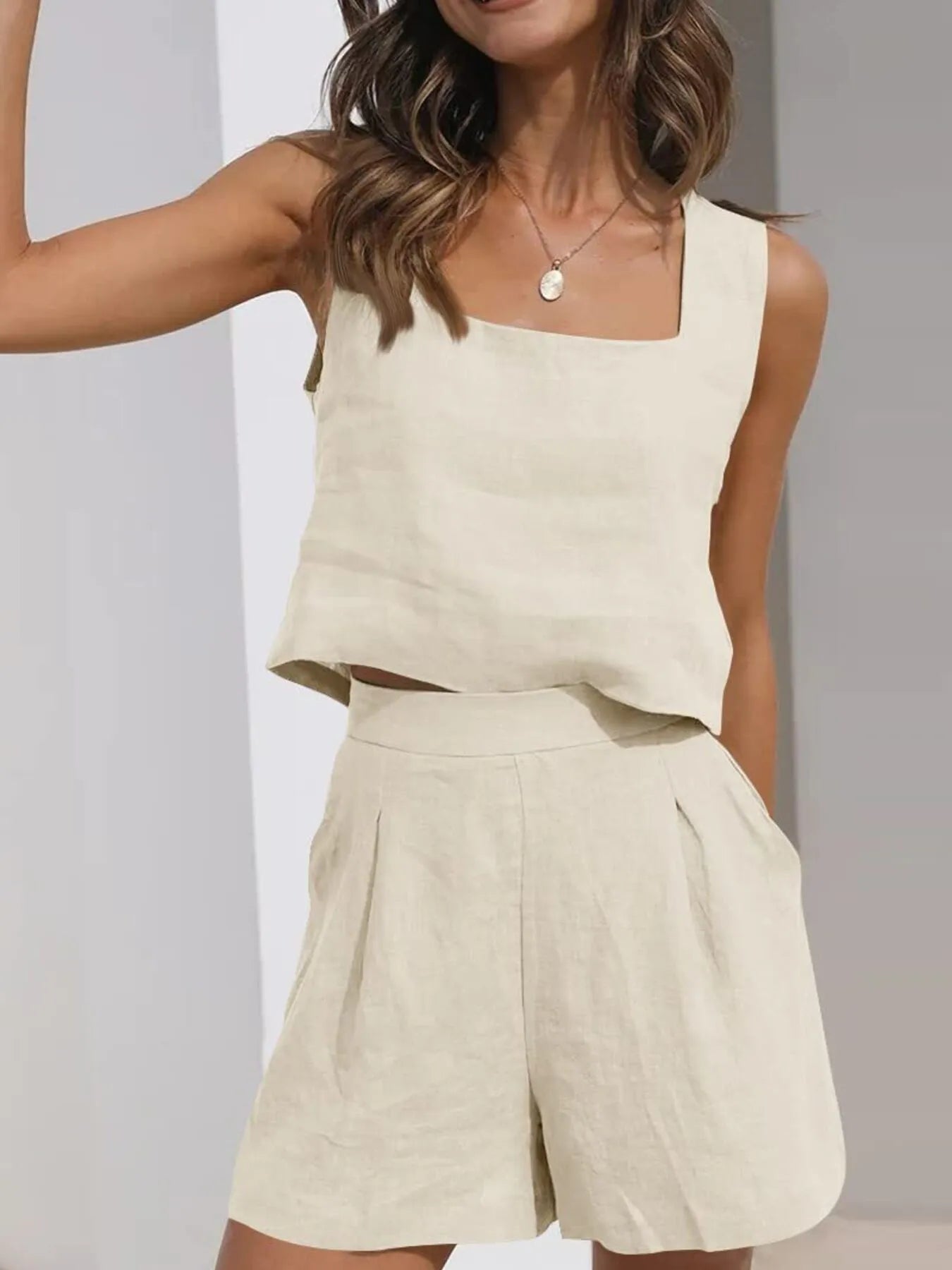 Square Neck Tank and Shorts Set