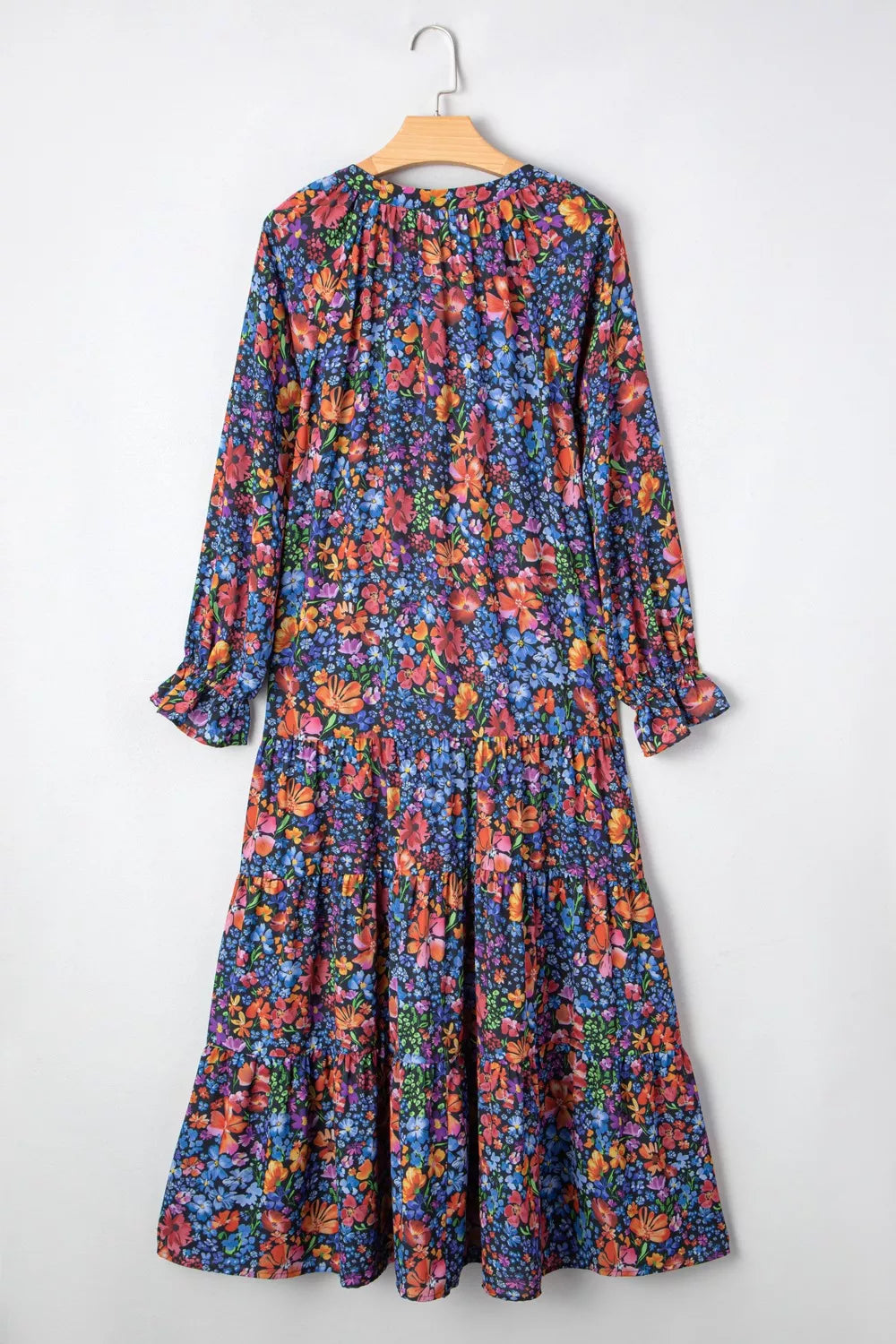 Floral Print Flounce Sleeve Dress