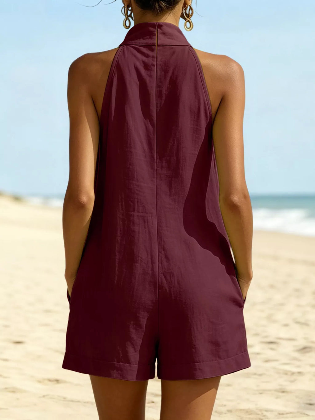 Halter Neck Romper with Pockets