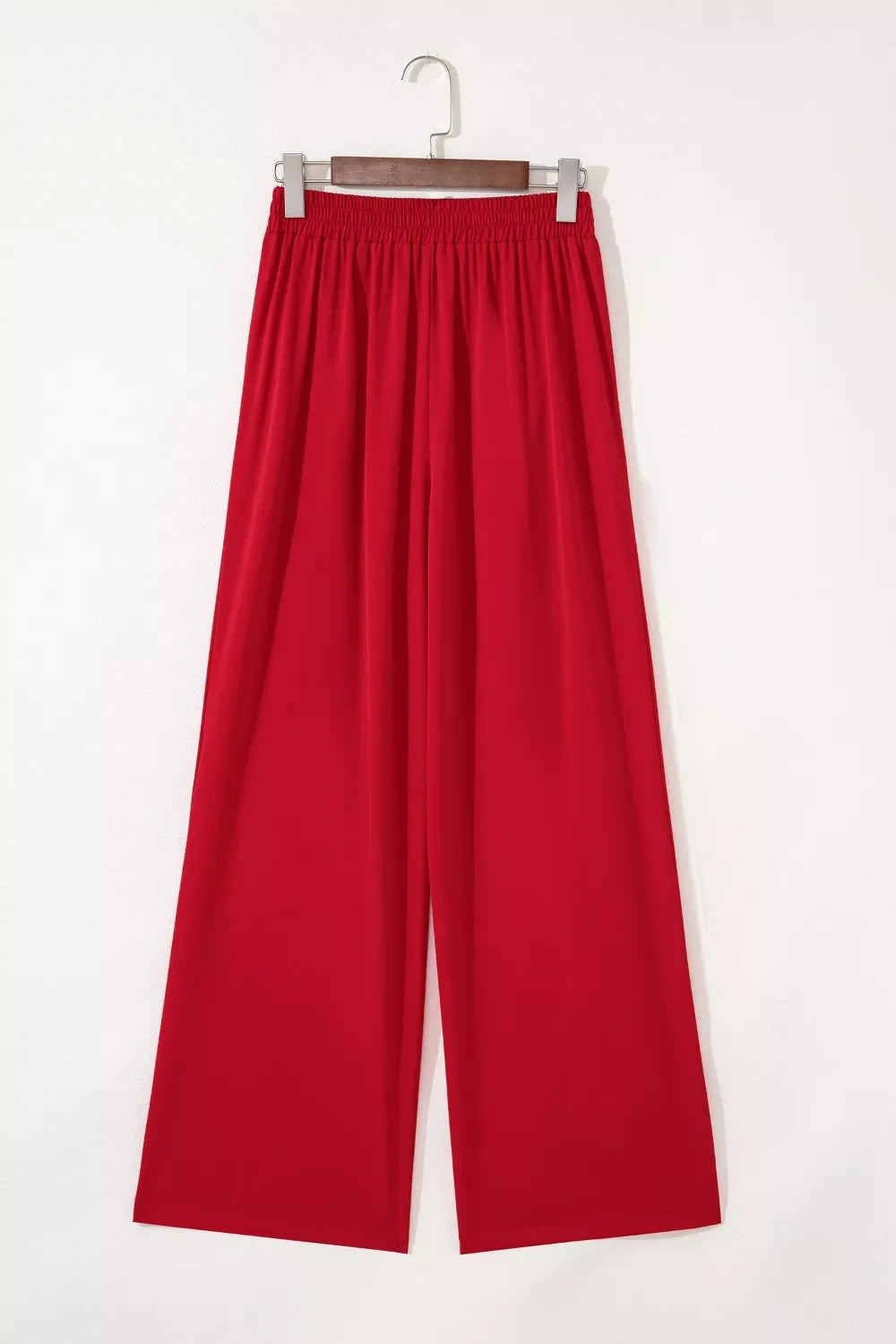 Pleated Detail Pull On High Elastic Waist Loose Straight Pants