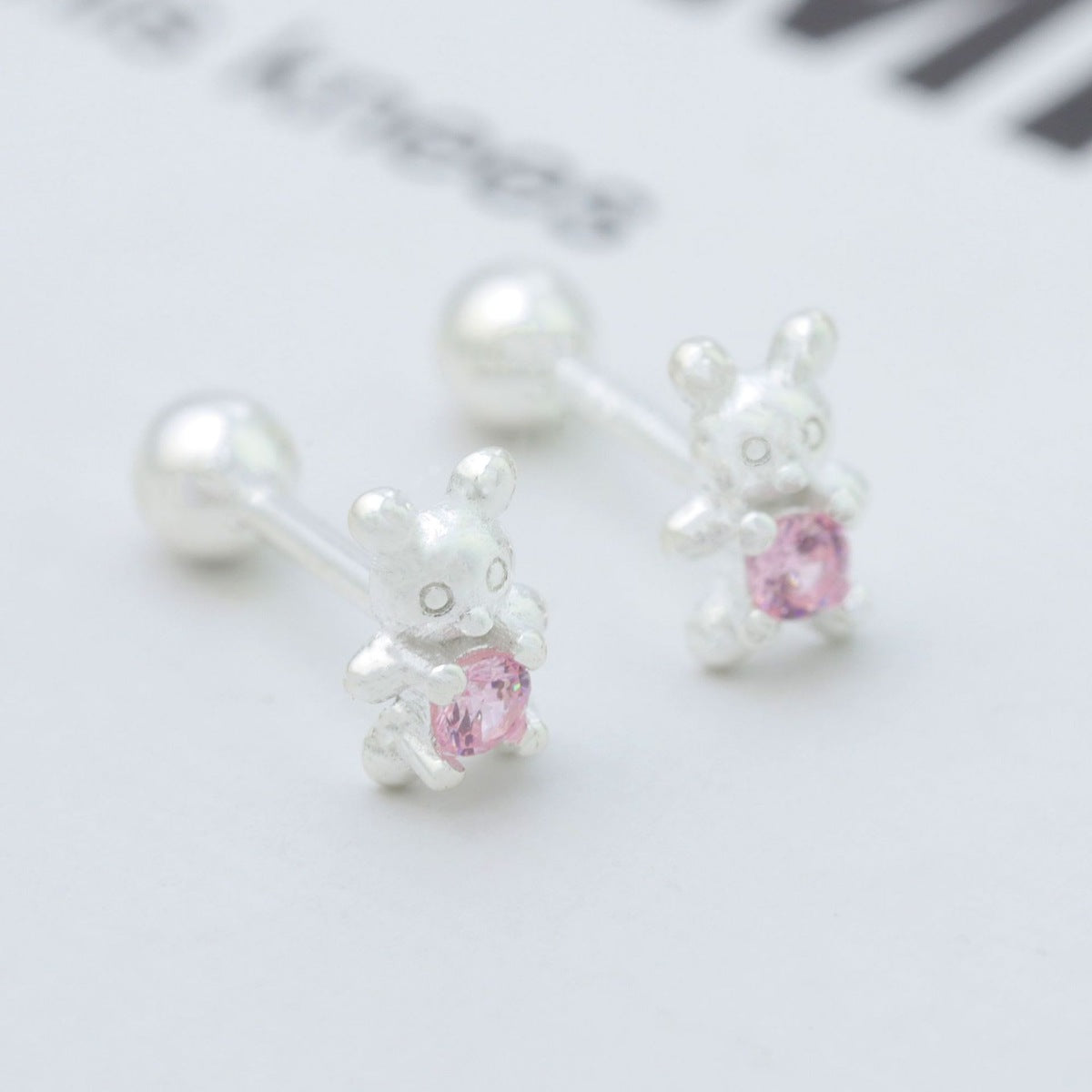 925 Sterling Silver Bear Stud Earrings