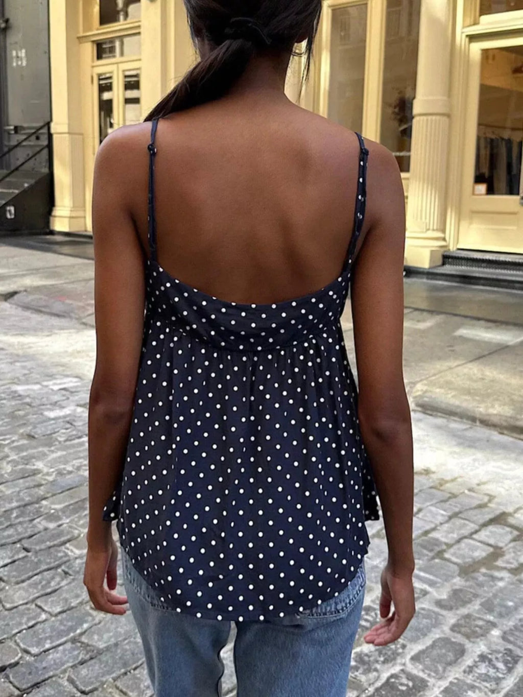 Polka Dot V-Neck Flowy Cami