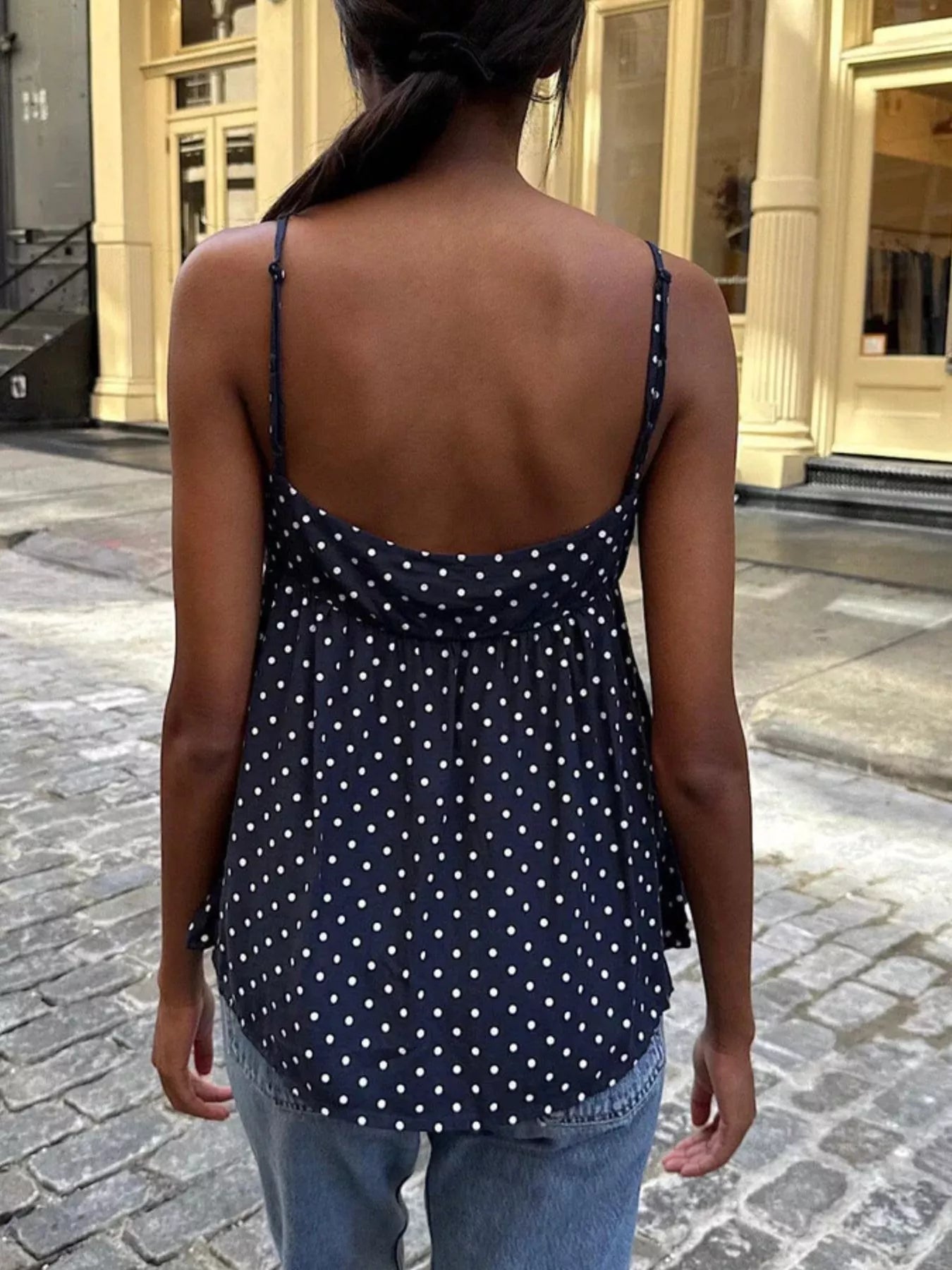 Polka Dot V-Neck Flowy Cami