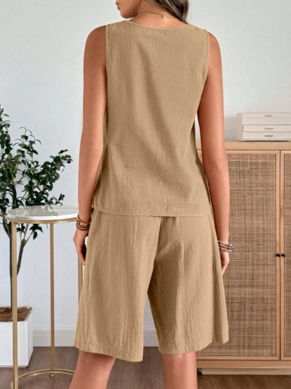 Round Neck Tank and Shorts Set