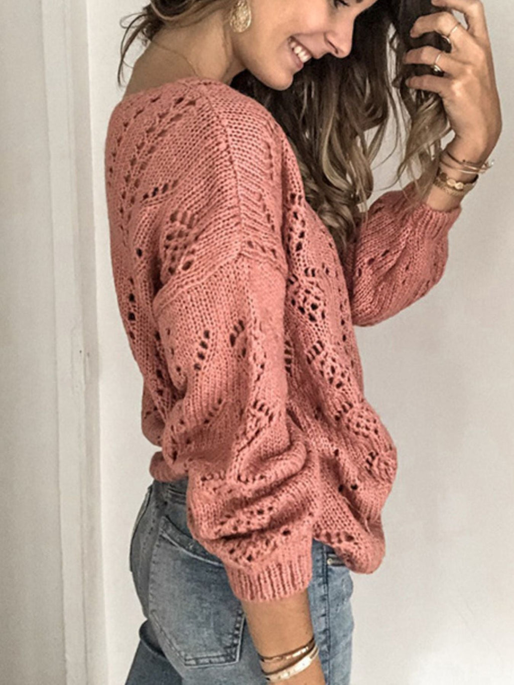 Openwork V-Neck Cardigan