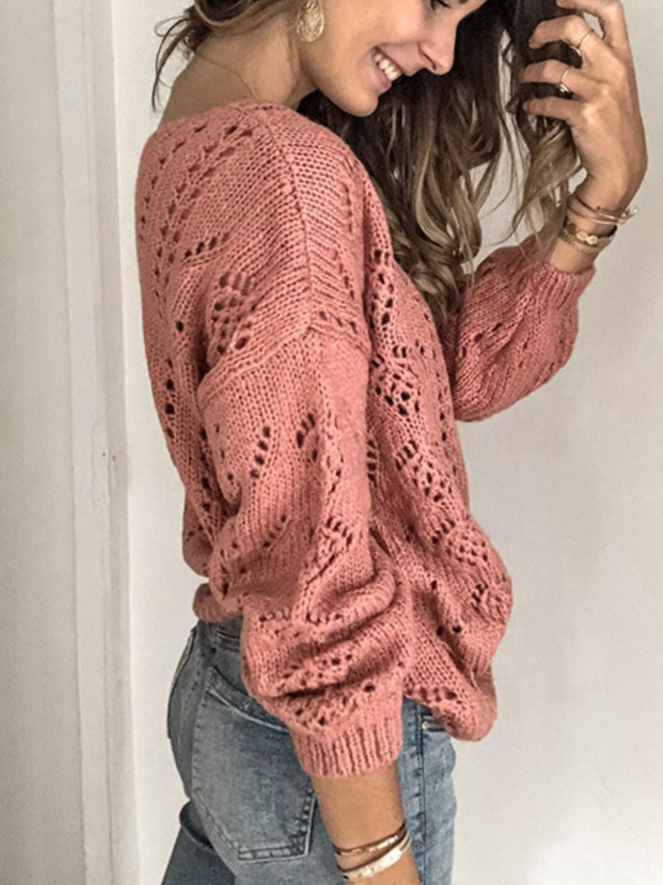 Openwork V-Neck Cardigan