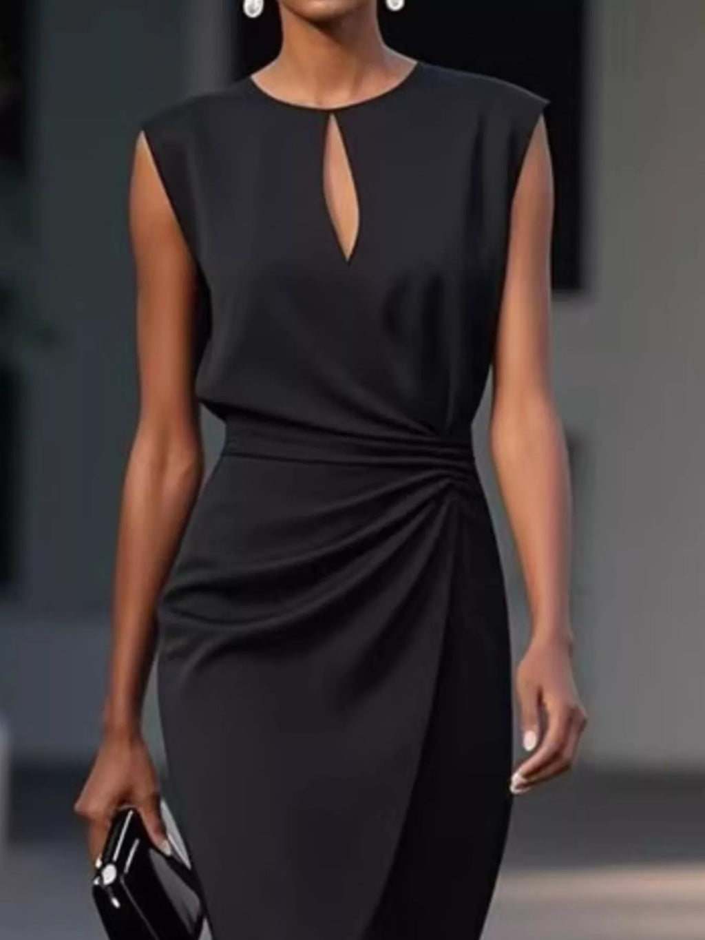 Ruched Waist Sleeveless Dress