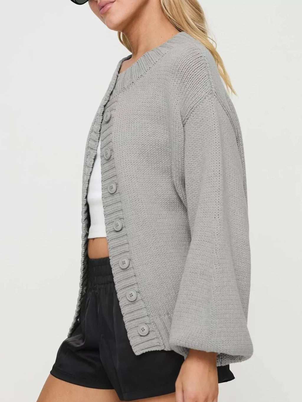 Full Size Button-Down Knit Cardigan Plus Size