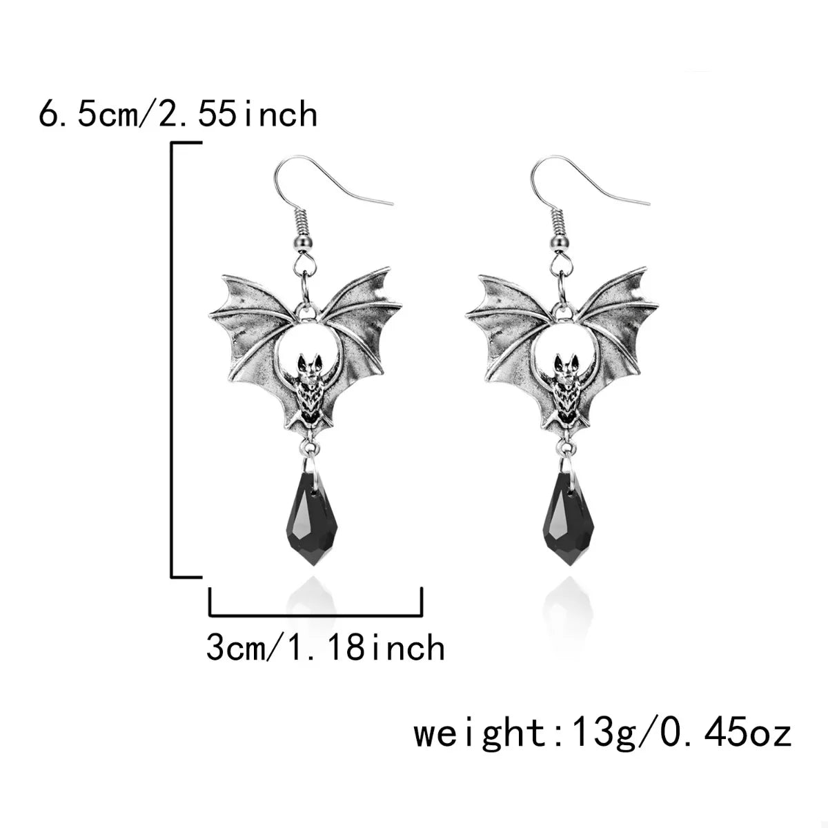 Gothic Bat Drop Earrings