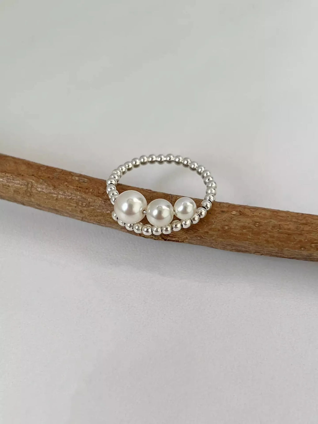 Triple Pearl Beaded Bypass Ring