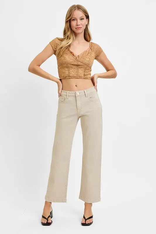 RISEN Full Size Tummy Control Mid Rise Ankle Straight Jeans Plus Size