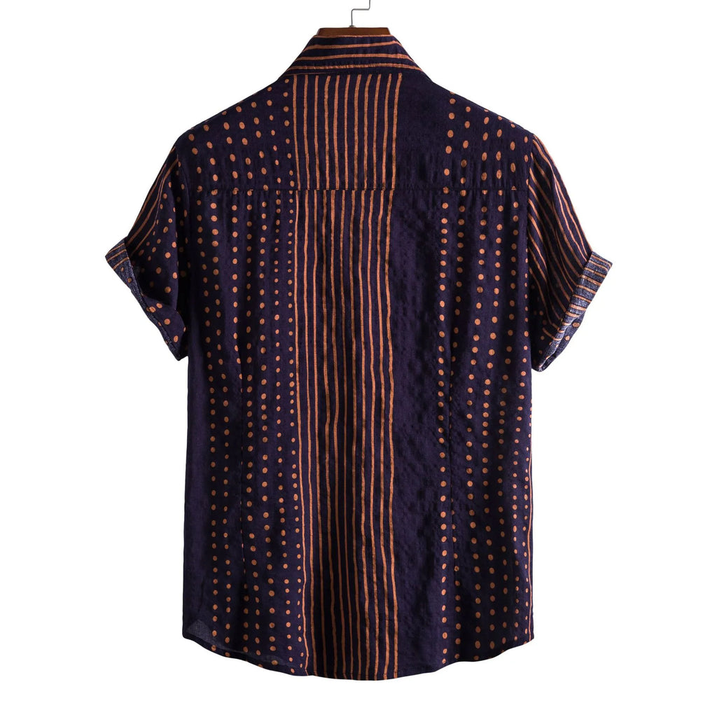 Men's Plus Size Polka Dot Short Sleeve Button-Up Shirt