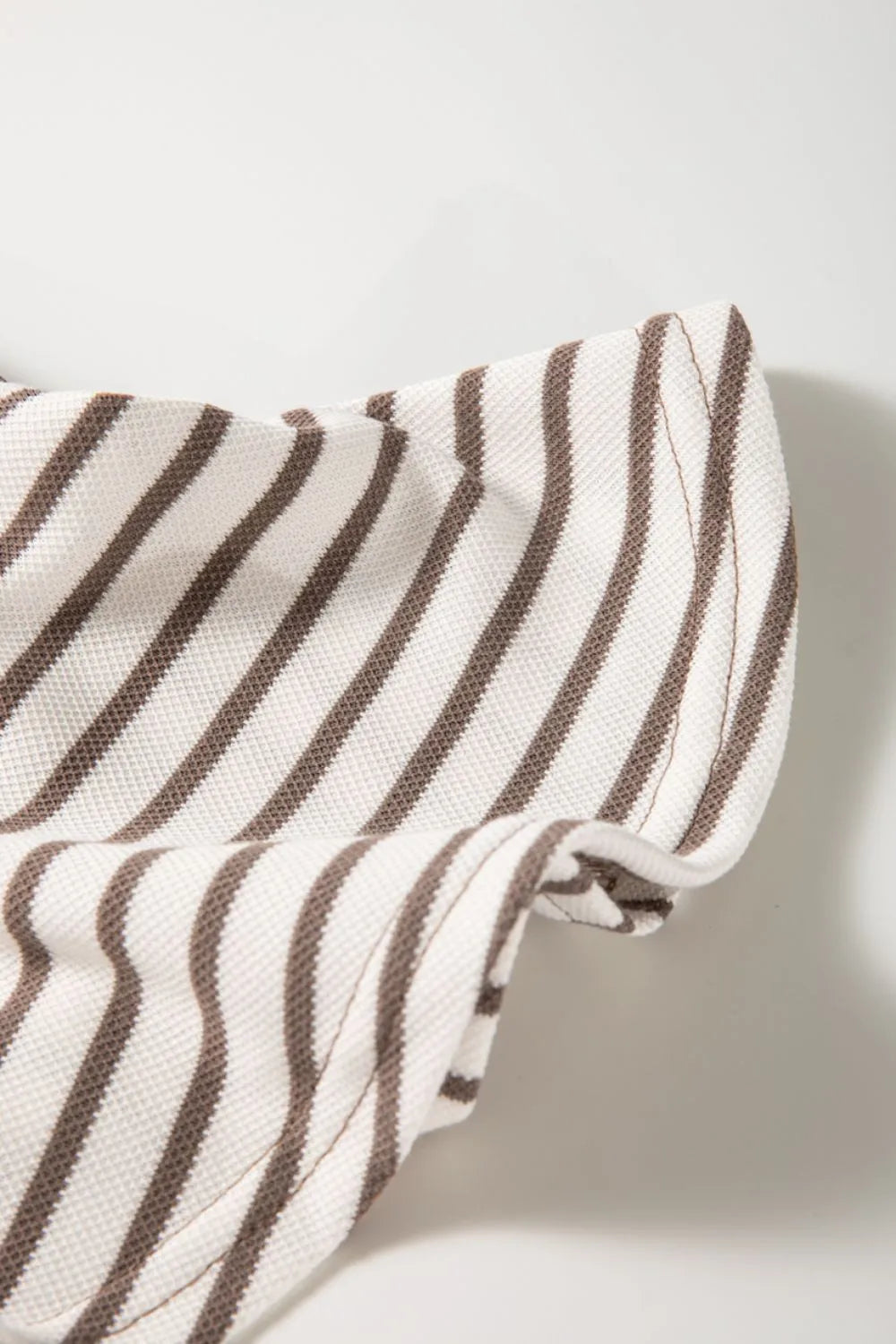 Contrast Striped Ruffle Short Sleeve Top